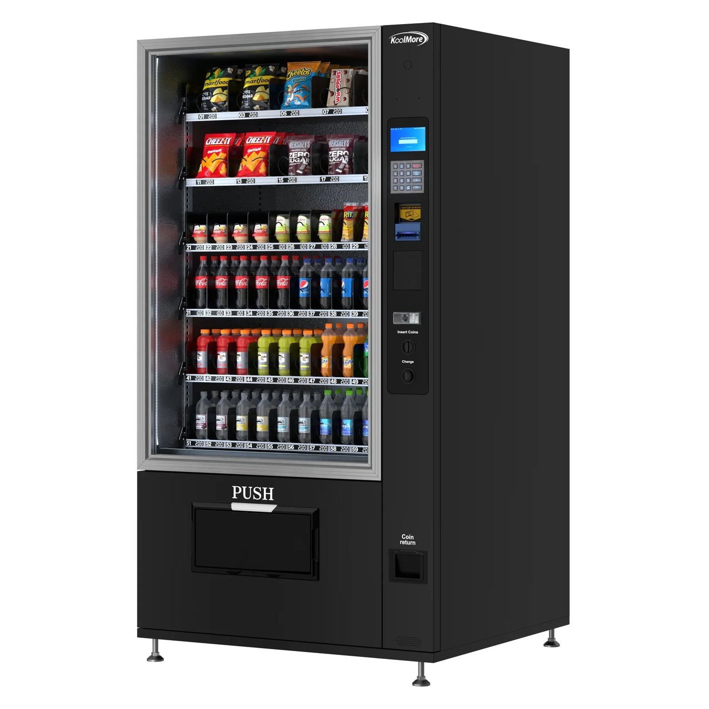 Kool More Refrigerated Snack and Drink Vending Machine with 60 Slots in Black