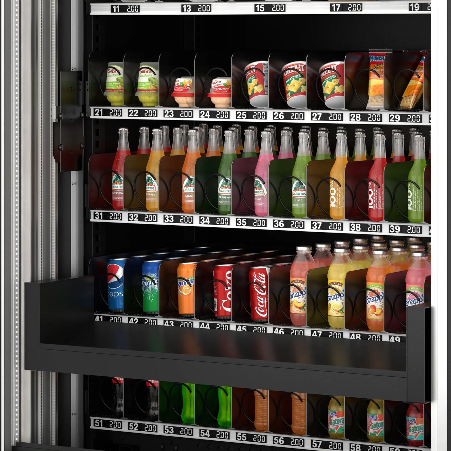 Kool More Snack Vending Machine with 21.5 Inch Touch Display, 66 Slots and Elevator-Lift Dispensing System, Refrigerated, Wifi and 4G Connectivity in Black