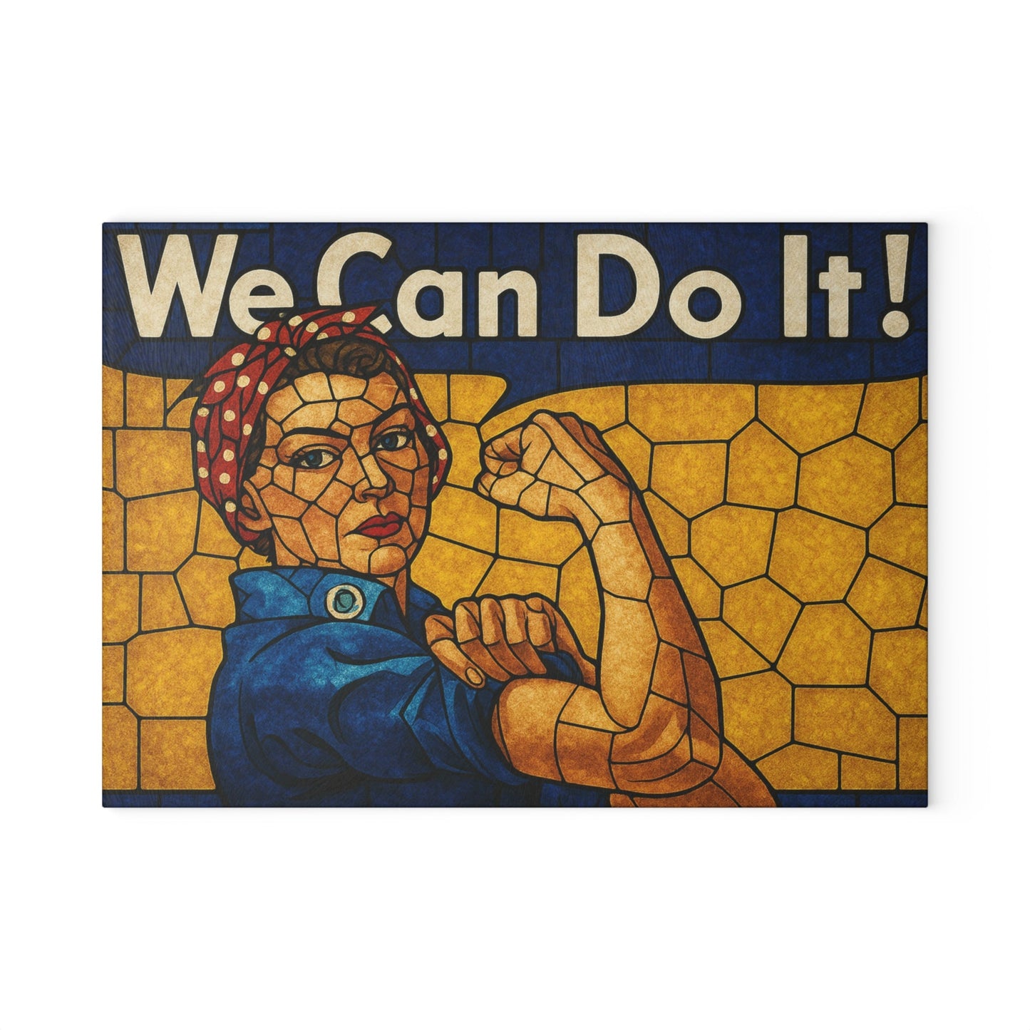 Stained Glass Rosie the Riveter Glass Cutting Board - Premium Patriotic Kitchen Decor