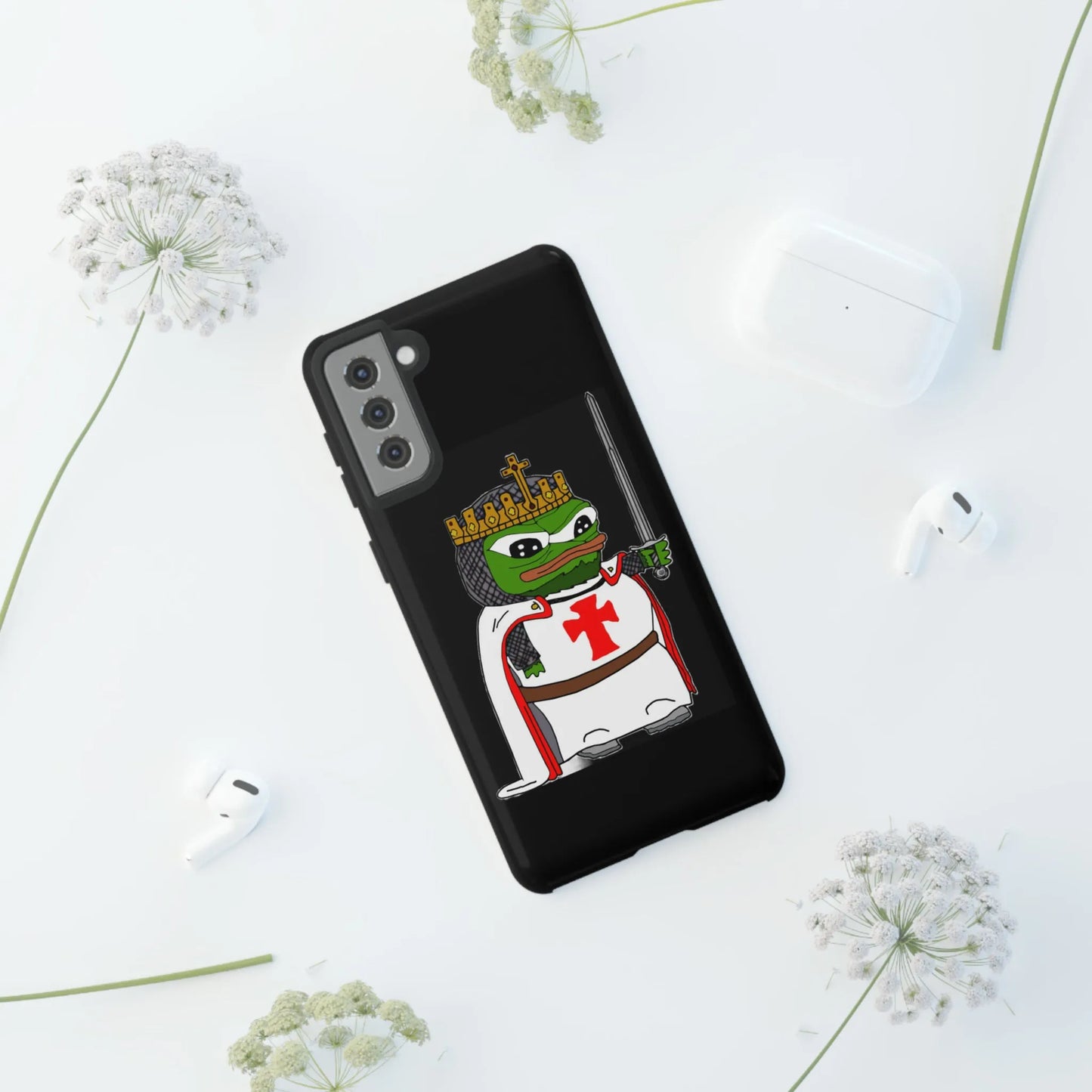 Crusader Pepe Cell Phone Case - Deus Vult Knight Phone Cover - 4LibertyShop.com