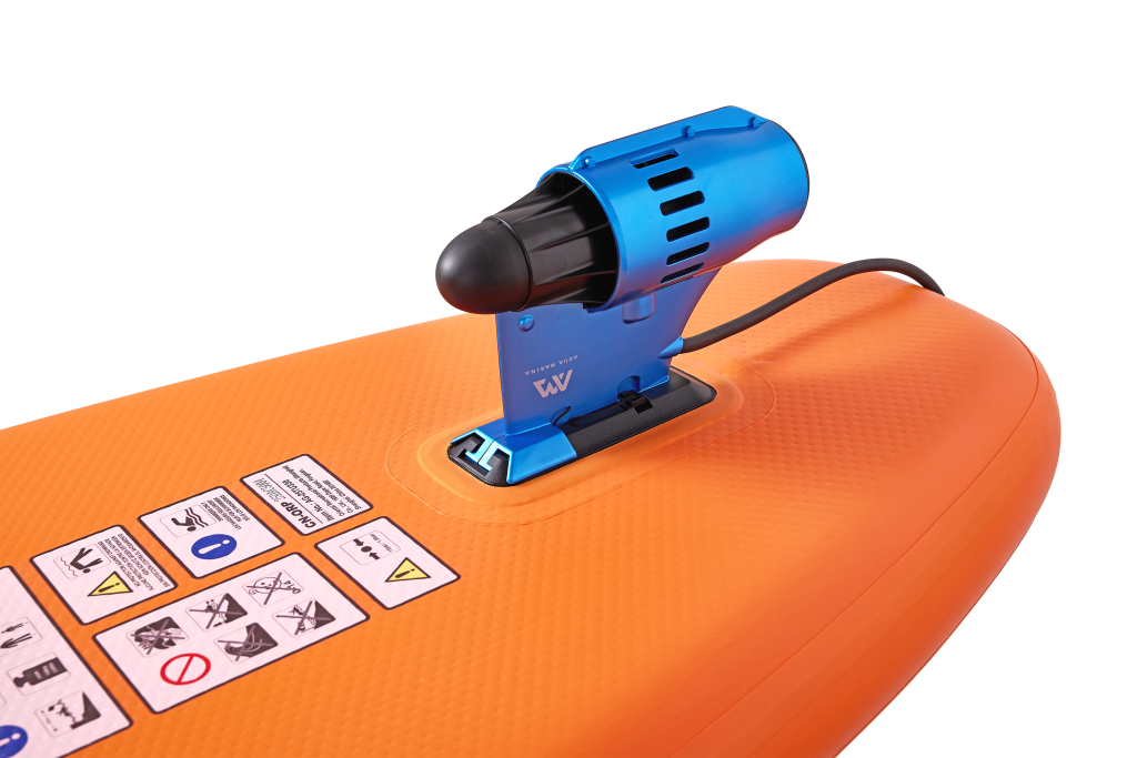 AMgo Turbo Paddleboard with BlueDrive S Power Fin Water Propulsion Device - Includes Aluminum Paddle and Safety Leash