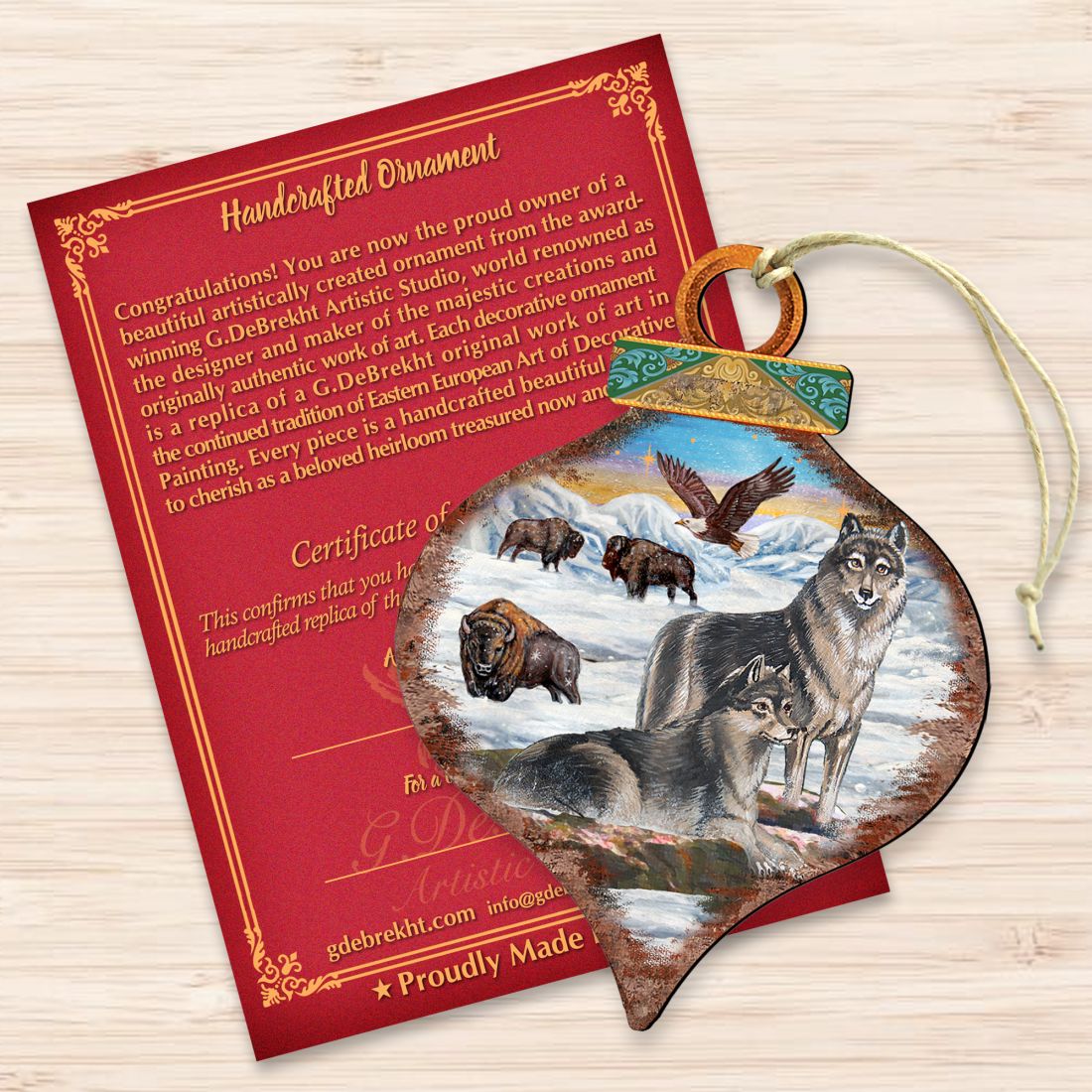 Wolves Drop Wooden Ornaments by G. DeBrekht - Wildlife Holiday Decor - 8035219