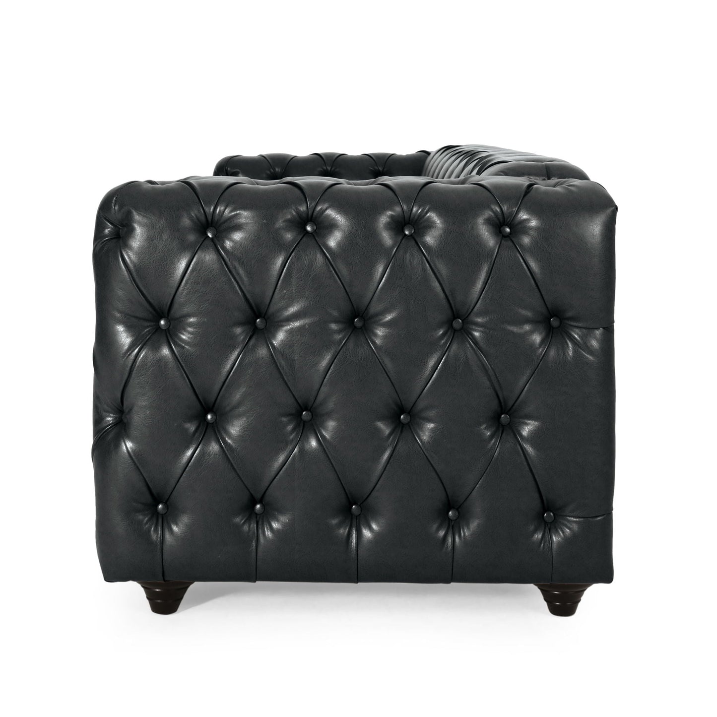 Comfy 3 Seat Sofa with Wooden Legs - Black