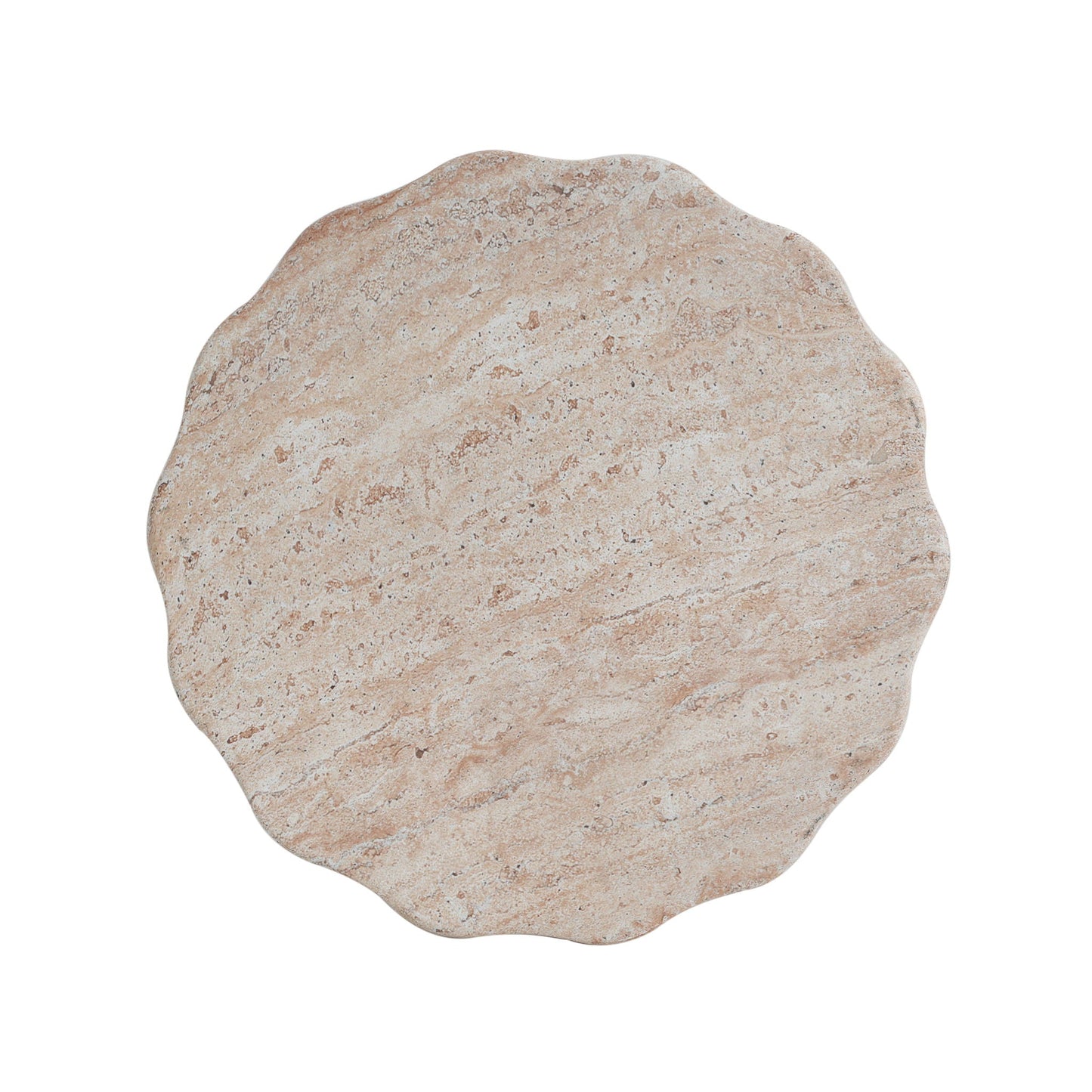 Elegant Indoor/Outdoor Lightweight Concrete Side Table With Travertine - Beige