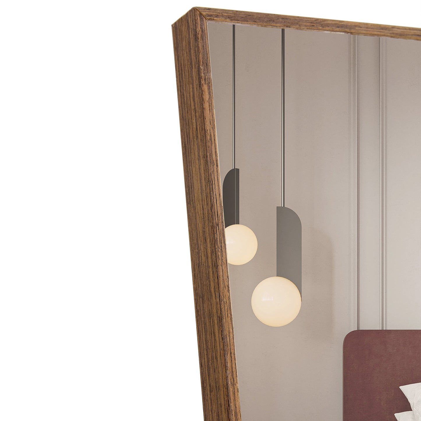 60x17 Brown Solid Wood Frame Full-length Mirror, Dressing Mirror, Bedroom Home Porch