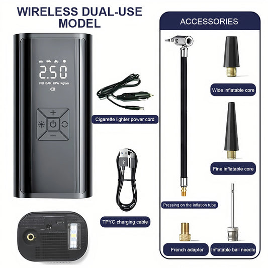 6000mAh Portable Car Air Compressor 12V 150PSI Electric Cordless Tire Inflator Pump for Motorcycle Bicycle Boat AUTO Tyre Balls