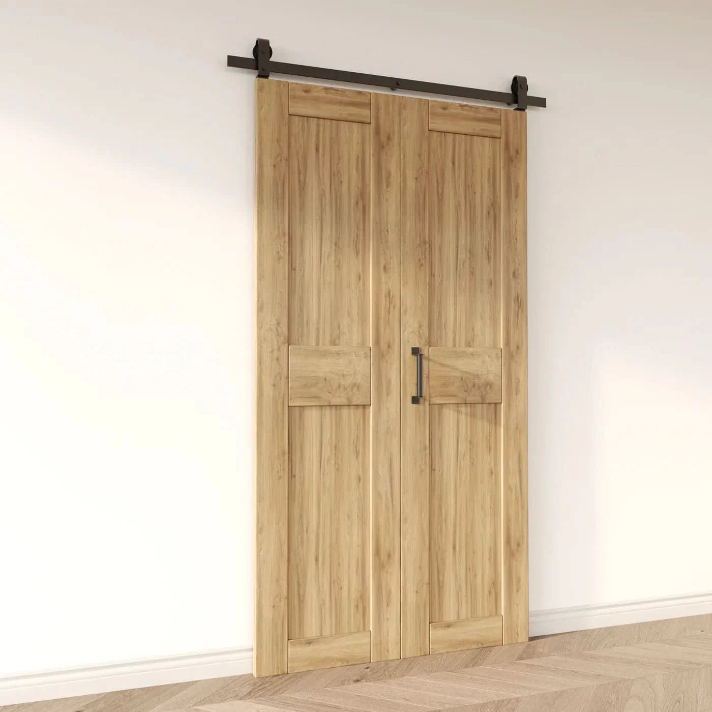 J Top Mount Bifold Barn Door Hardware | Matte Black | 2 Door Kit