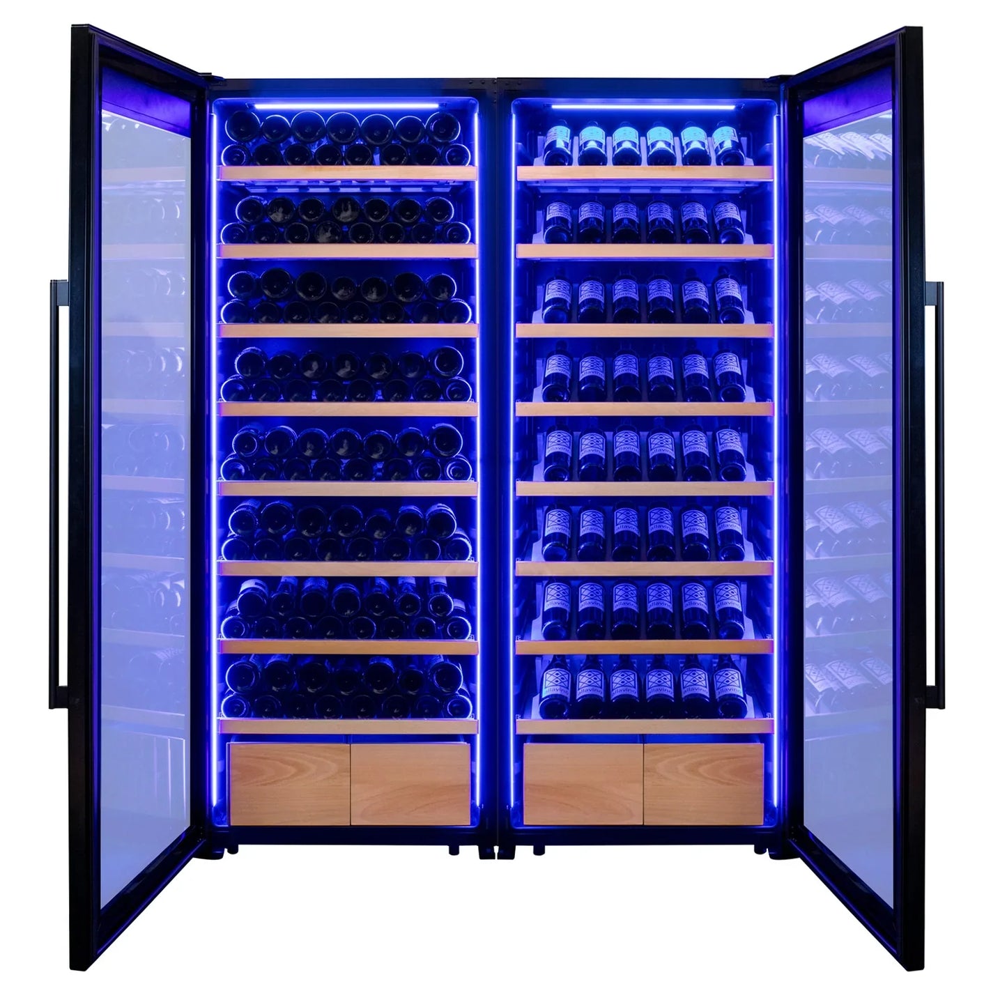 Allavino Freestanding Wine Refrigerator with Display Shelving and Black Glass Door