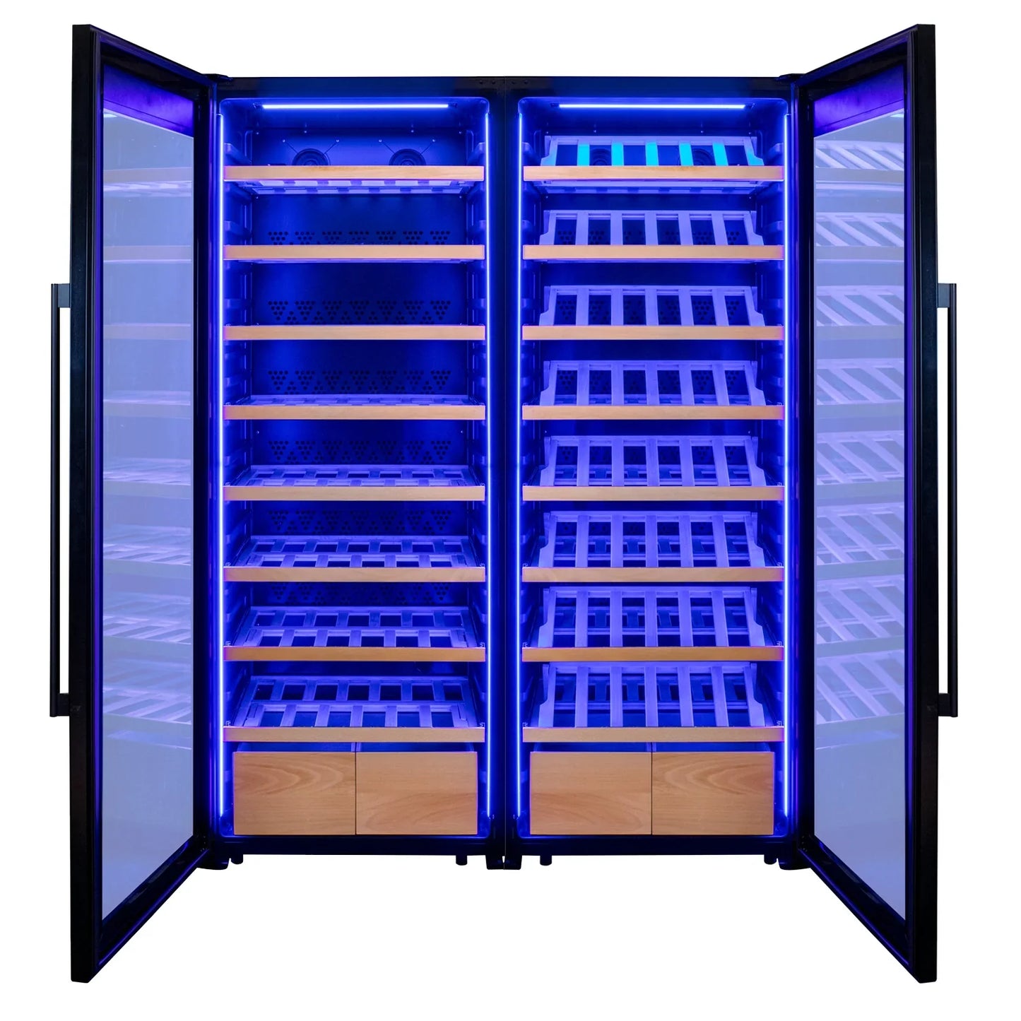 Allavino Freestanding Wine Refrigerator with Display Shelving and Black Glass Door