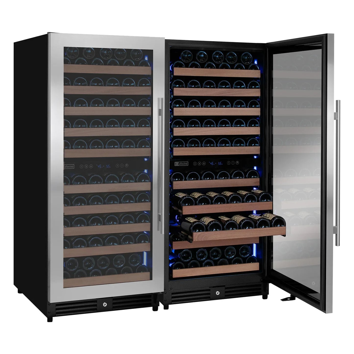 Allavino 238 Bottle 55" Tall Side-by-Side Stainless Steel Wine Refrigerator