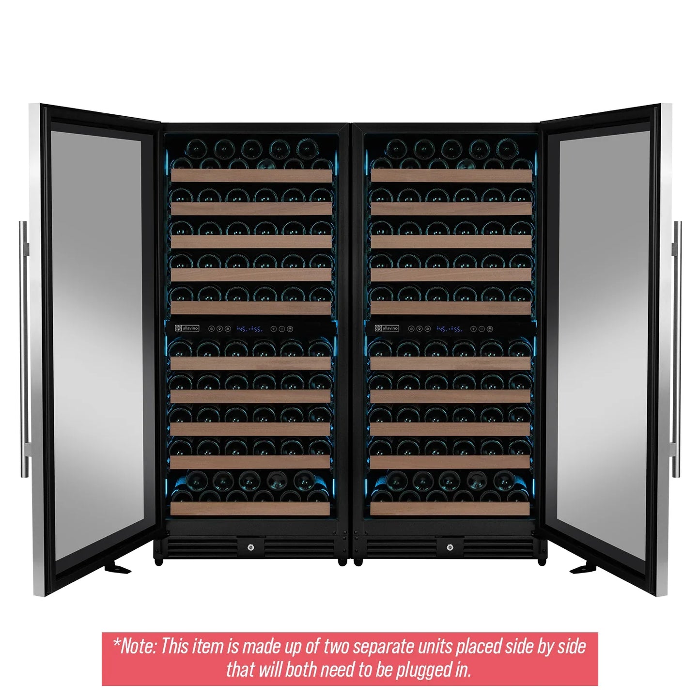 Allavino 238 Bottle 55" Tall Side-by-Side Stainless Steel Wine Refrigerator