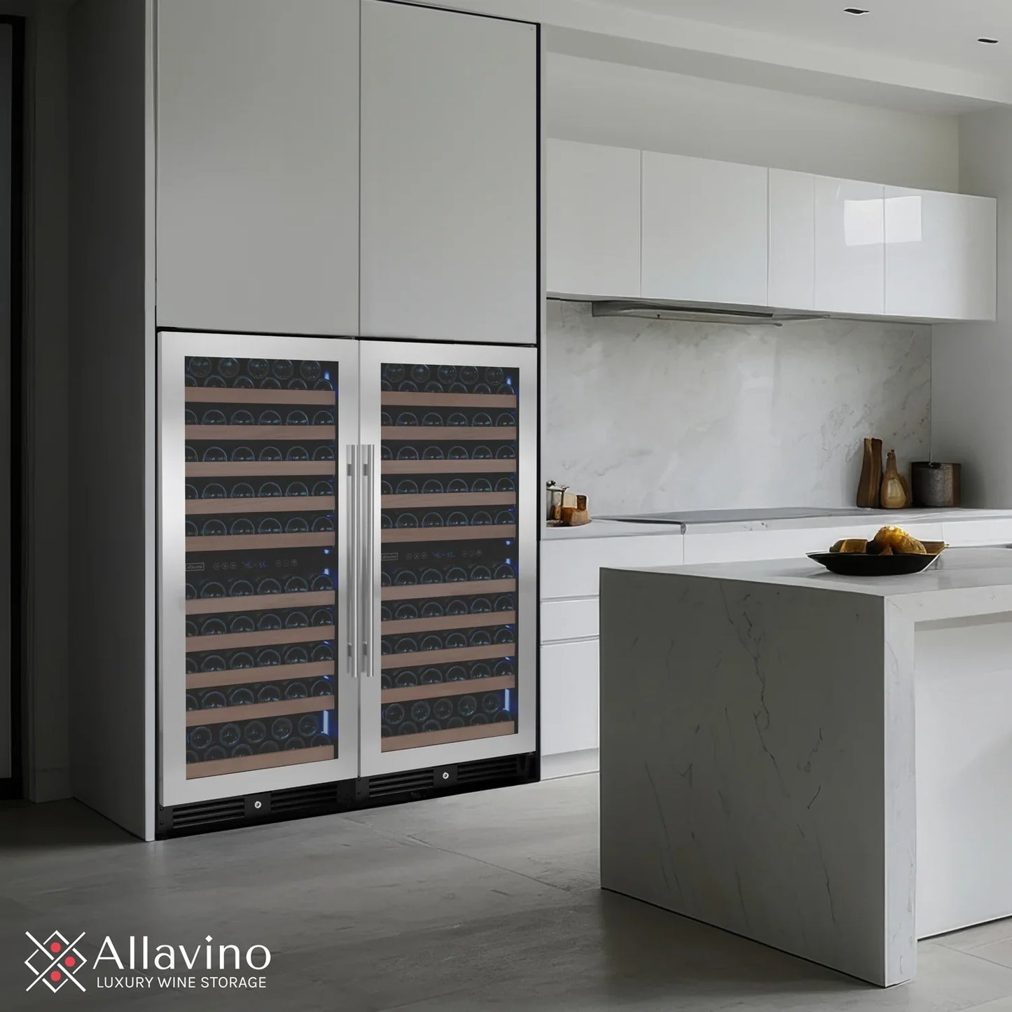 Allavino 238 Bottle 55" Tall Side-by-Side Stainless Steel Wine Refrigerator