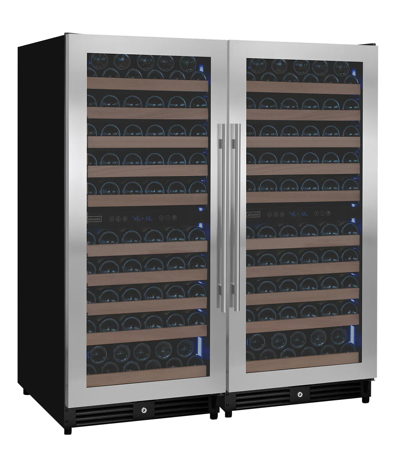 Allavino 238 Bottle 55" Tall Side-by-Side Stainless Steel Wine Refrigerator