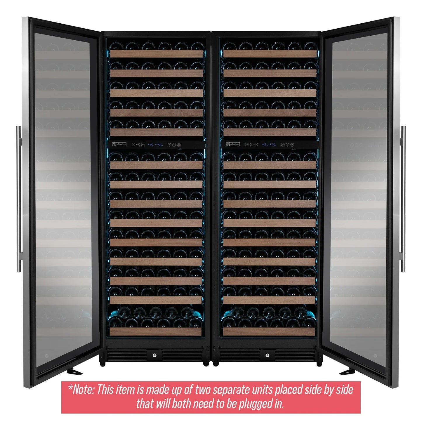 Allavino Reserva Series 308 Bottle 71" Tall Stainless Steel Side-by-Side Wine Refrigerator