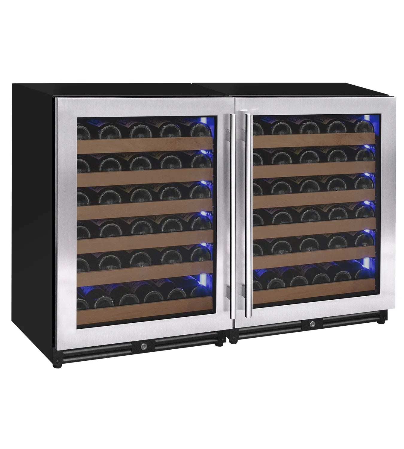 Allavino Reserva Series 112 Bottle Undercounter Wine Refrigerator Cooler with Stainless Steel Doors - Side-by-Side
