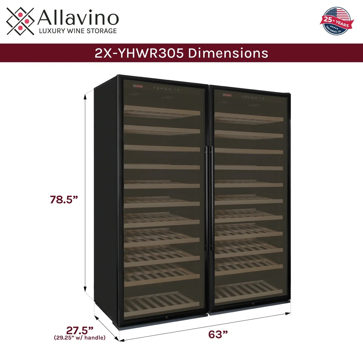 Allavino Wide Vite II Tru-Vino 277 Bottle Single Zone Wine Refrigerator