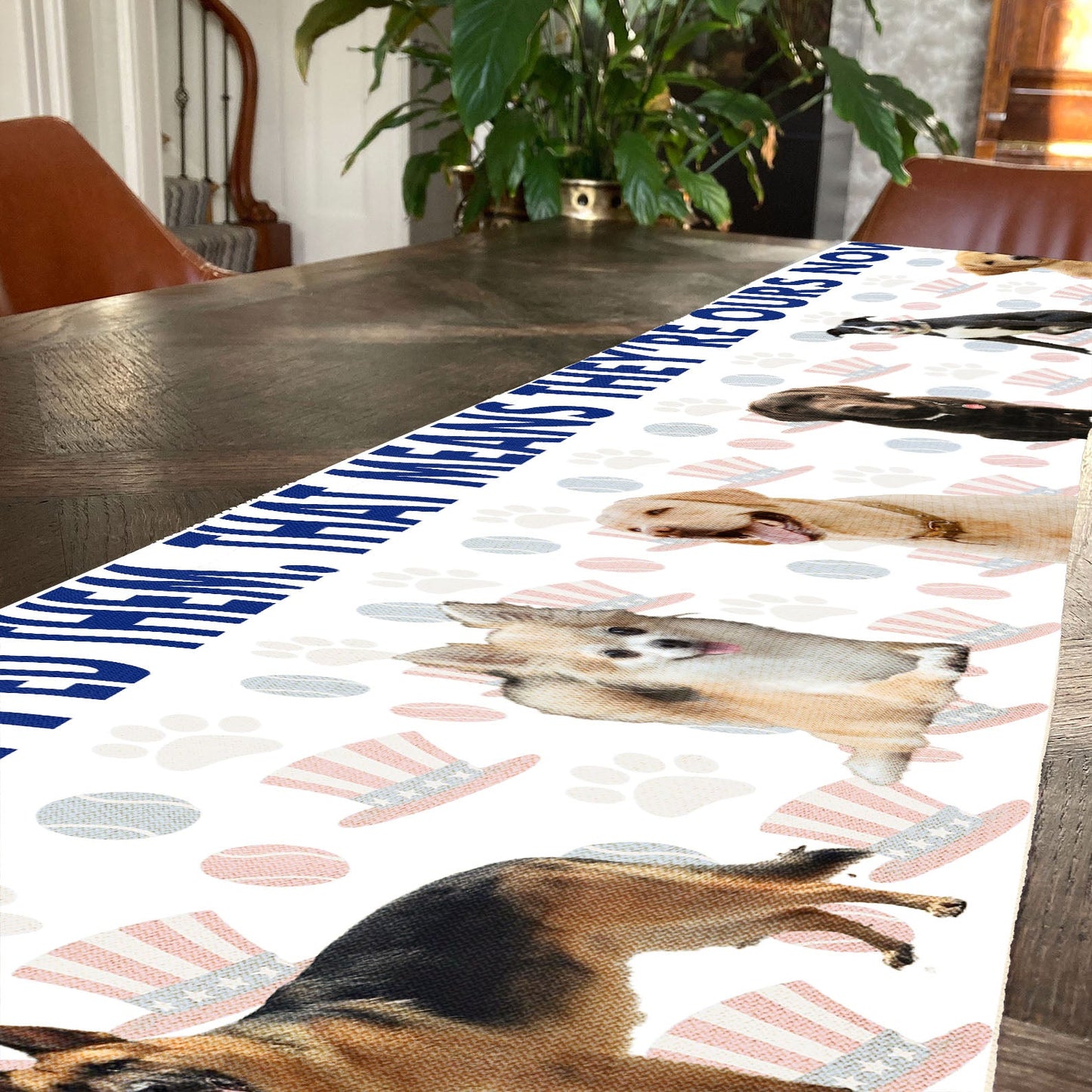 Personalized I Sniffed Them Table Runner | Custom Dog Photo | Patriotic 4th Of July Table Runner For Kitchen 682364