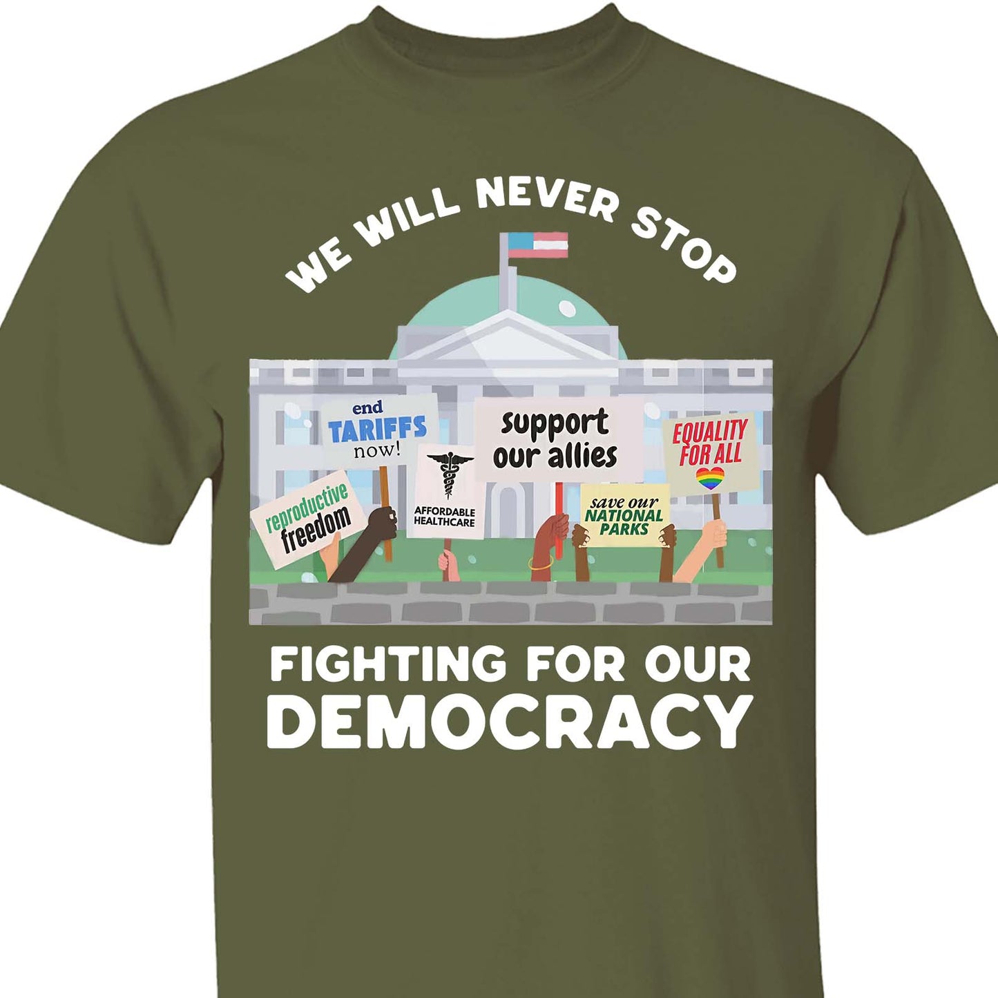 We Will Never Stop Fighting Shirt – 8647 Anti Trump And Resist MAGA Shirt, Political Activism Dark Shirt 682220