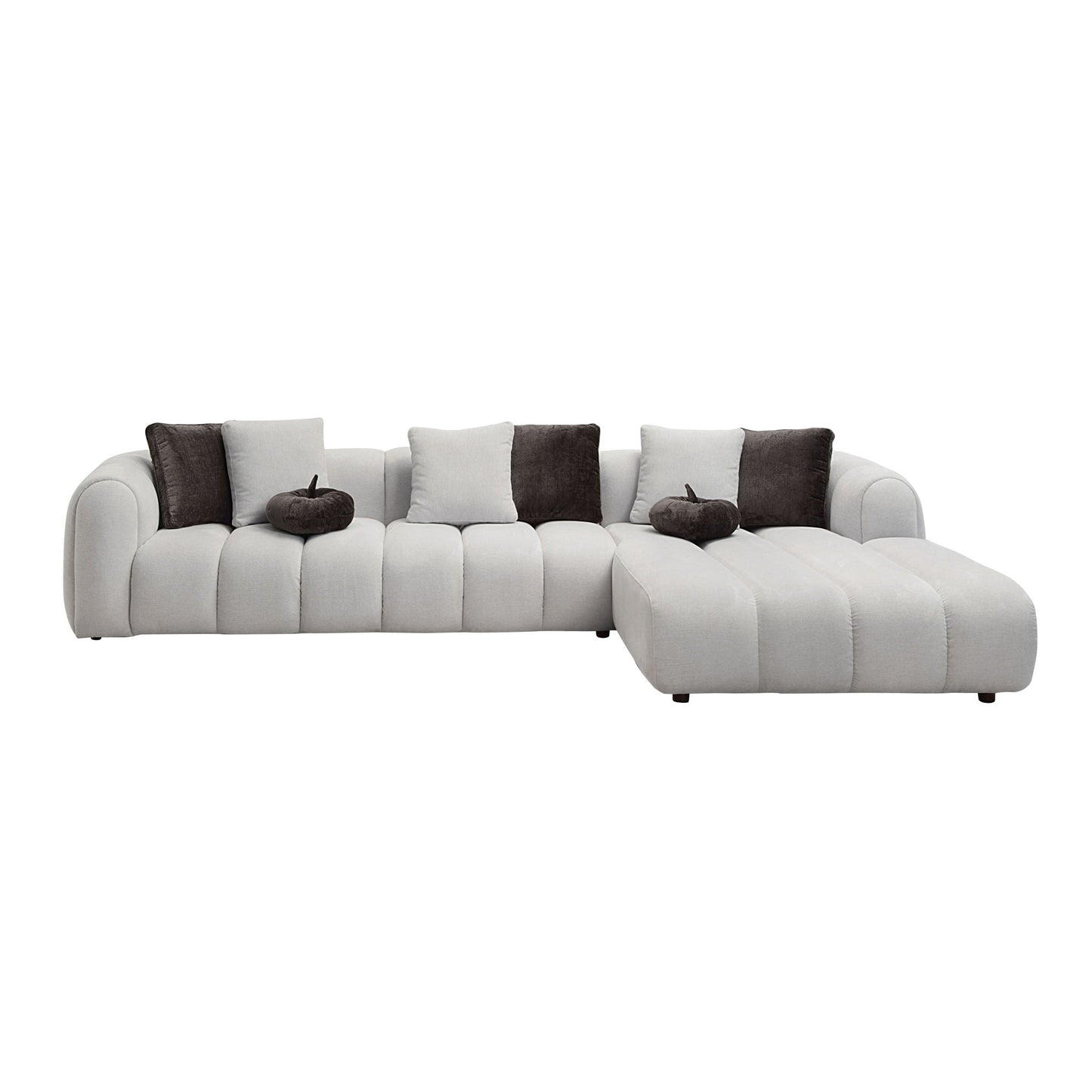Manilla Sectional Sofa With 8 Pillows - Ivory White