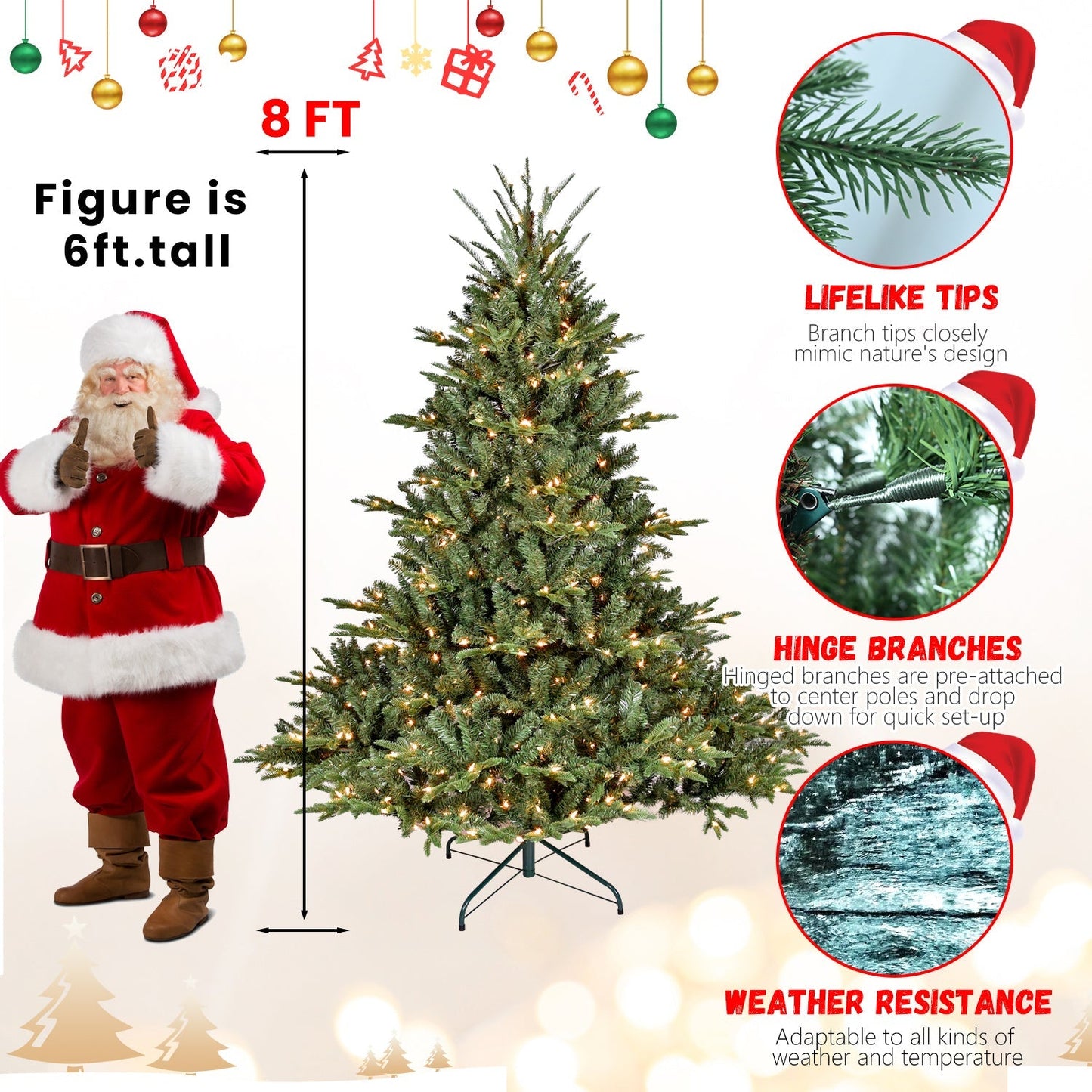 5FT The Full-Bodied Pre-Lit Evergreen Christmas Tree