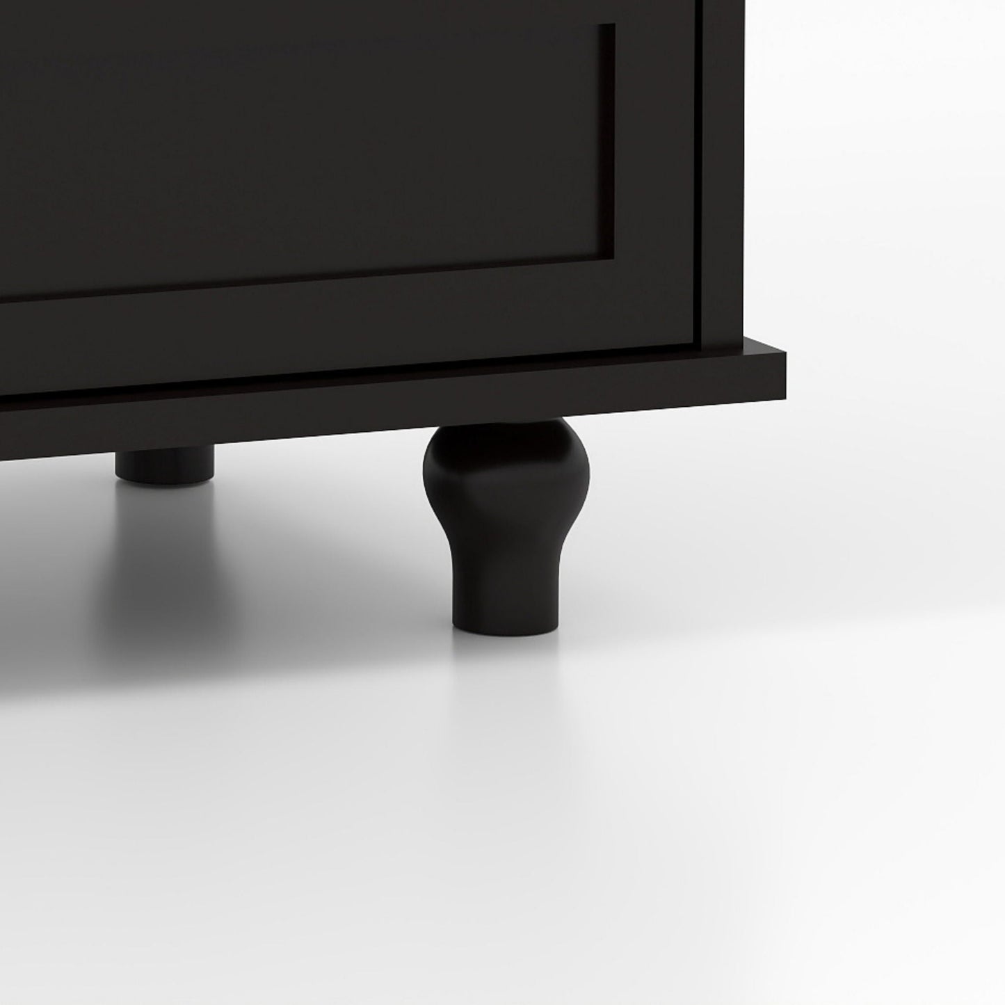 Minimalist Buffet Cabinet With Double Glass Doors And Drawer