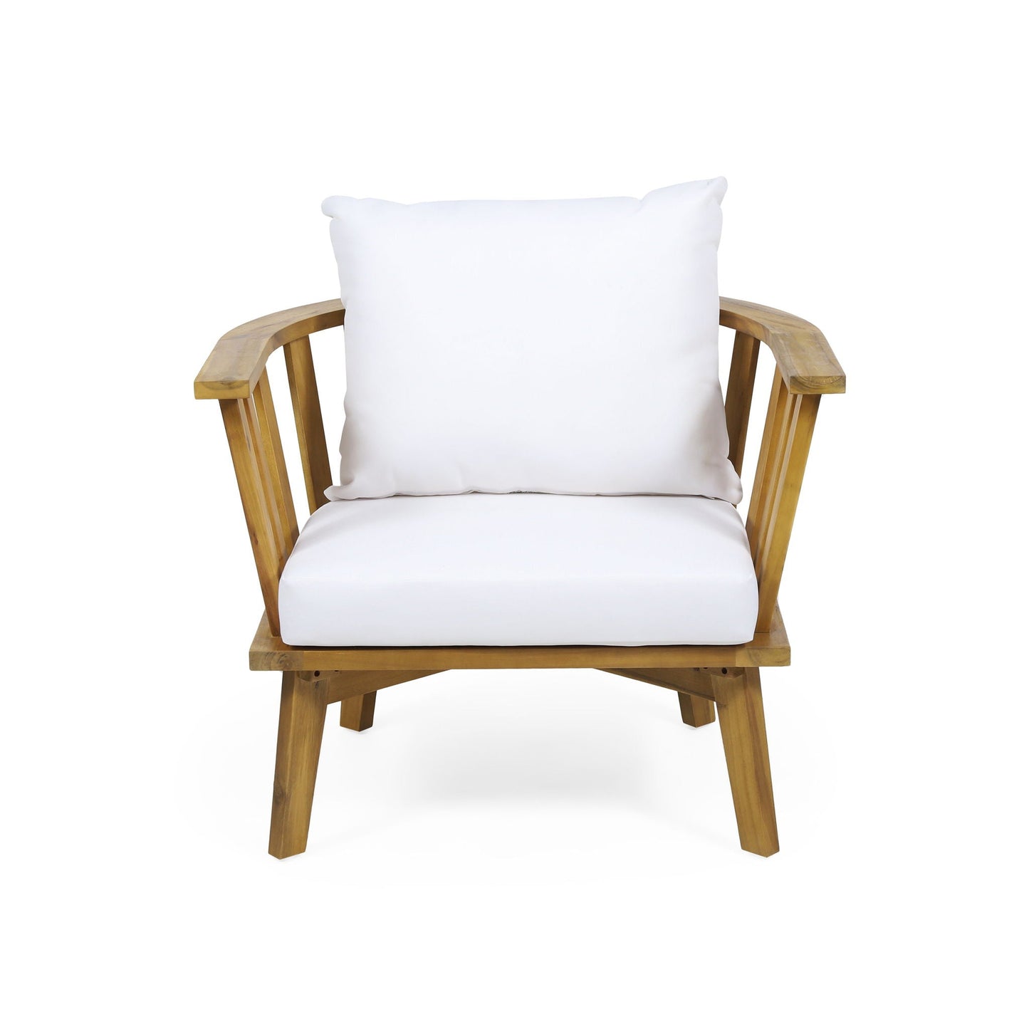 Outdoor Club Chair with Curved Backrest and Frame - White