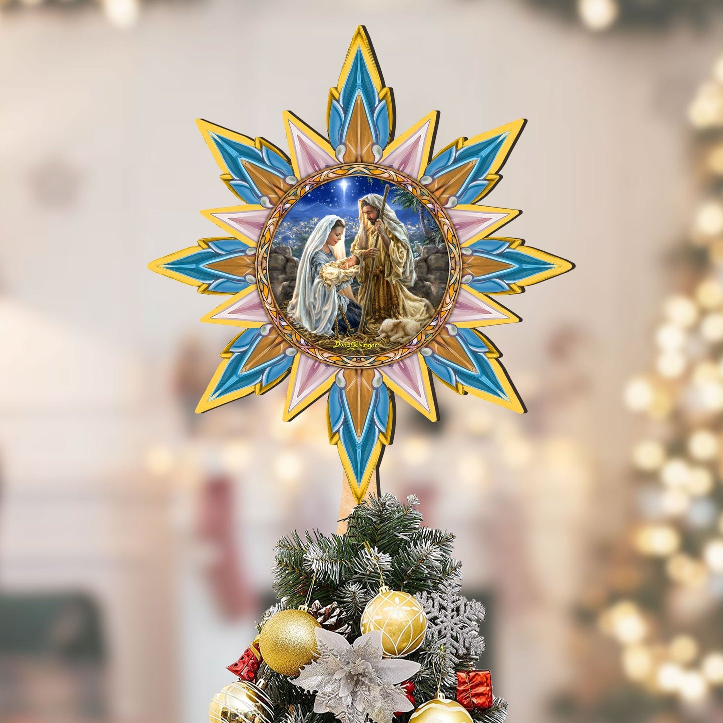 Nativity-themed Tree Topper Wooden Decor - Nativity Holiday Decor - Christmas Tree Topper