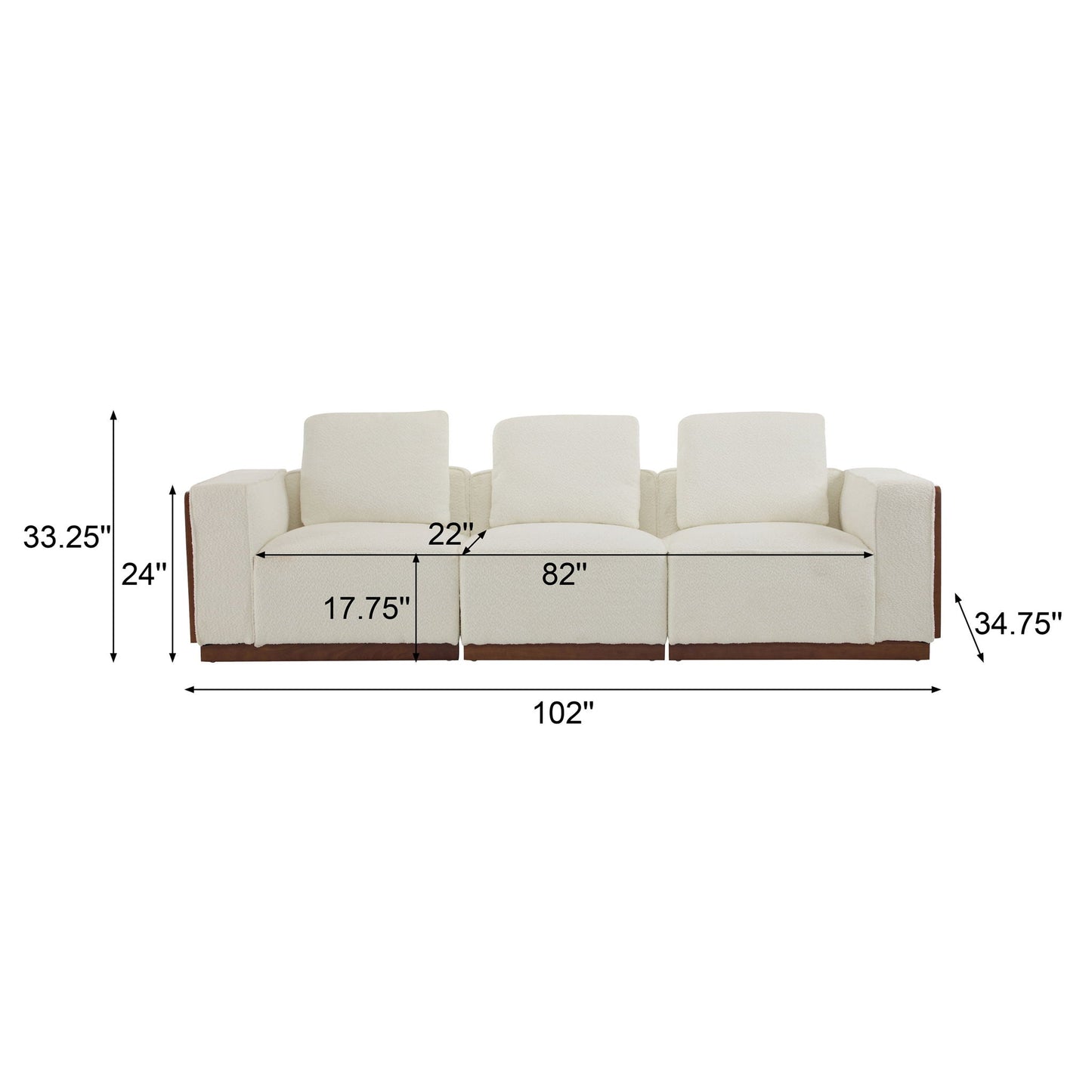 Chita Sectional Sofa 3 Seater With Light Strip - Beige