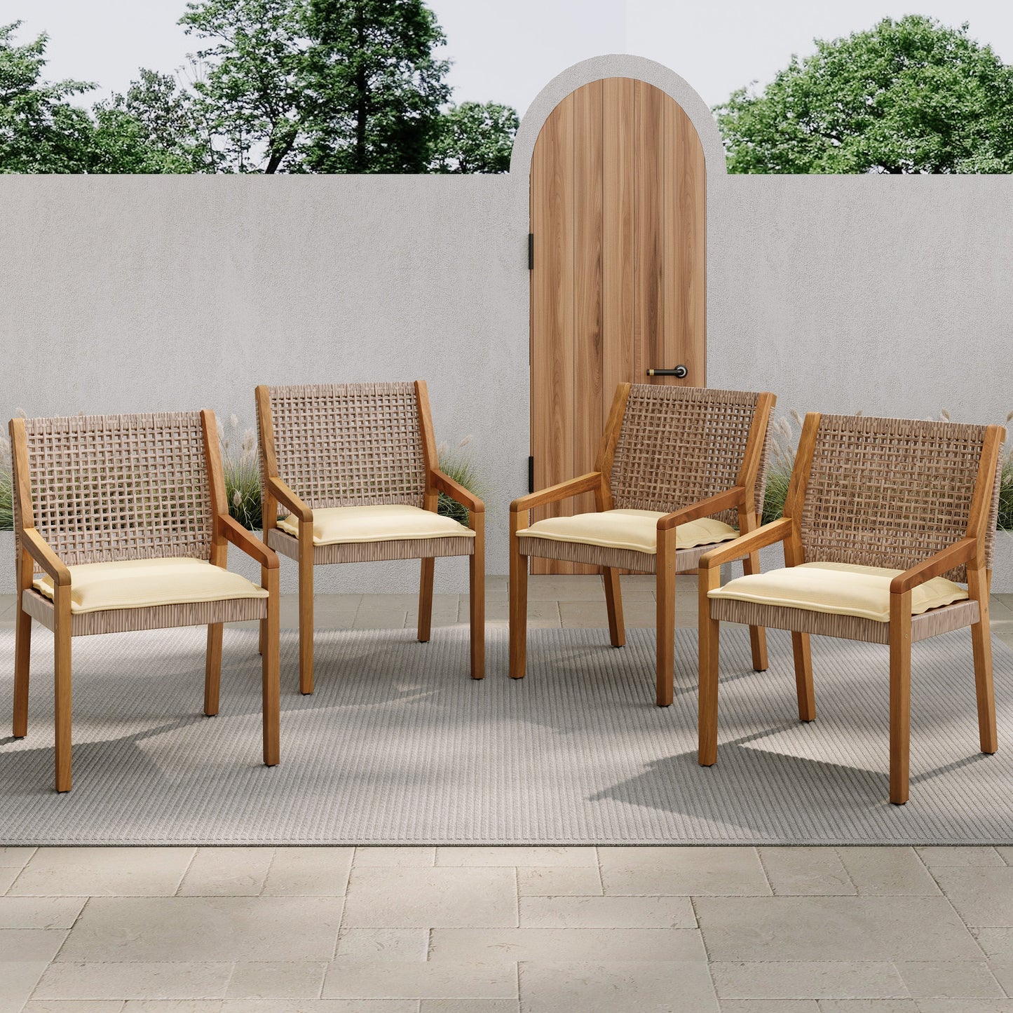 Outdoor Dining Set – Acacia Wood Stamford Table & Wicker Chairs