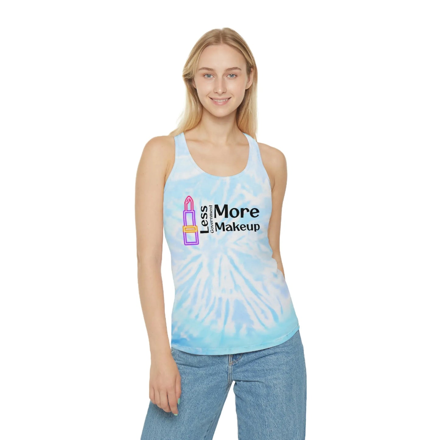 Less Government More Makeup Tie Dye Racerback Tank Top