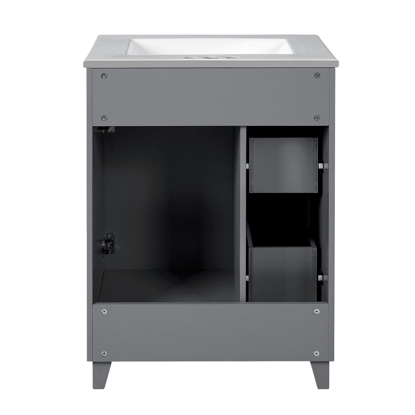 Transitional Style Bathroom Vanity Cabinet With Ceramic Sink