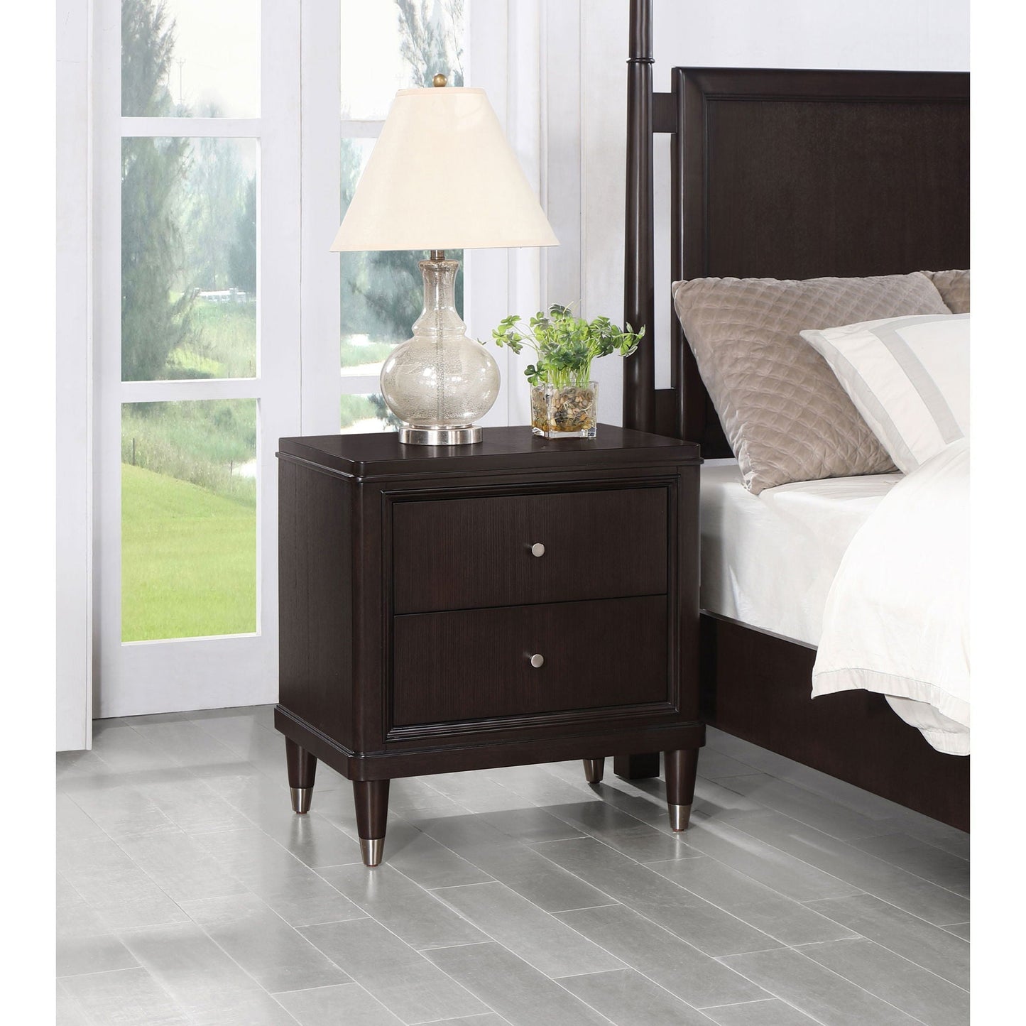 Niguel - 2 Drawer Nightstand With Felt Lined Top Drawer - Brown