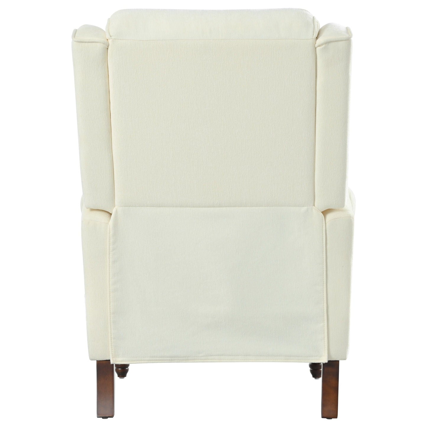 Push Back Recliner Chair Upholstered With Classic Wing Back And Solid Gourd-Shaped Legs