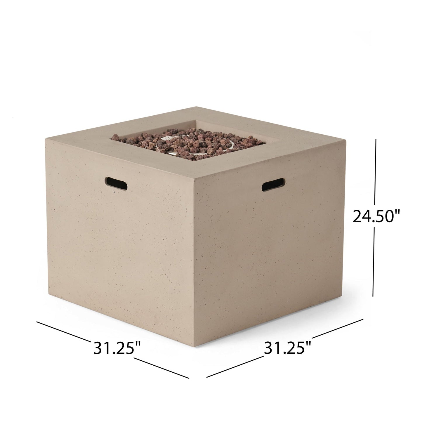 Outdoor Patio Square Gas Burning Concrete Fire Pit 40,000 BTU