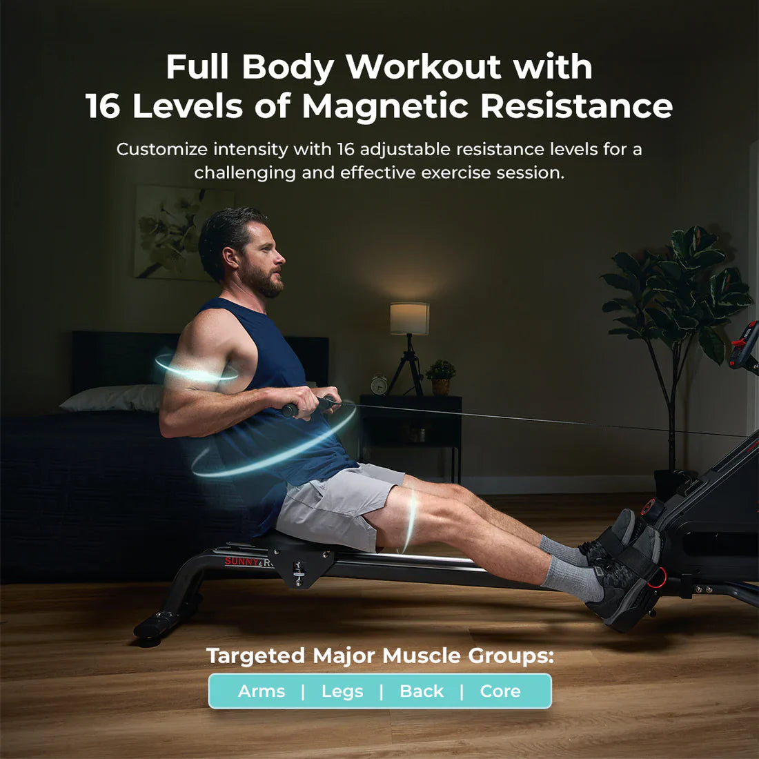 Premium Smart Magnetic Rowing Machine by Sunny Health & Fitness