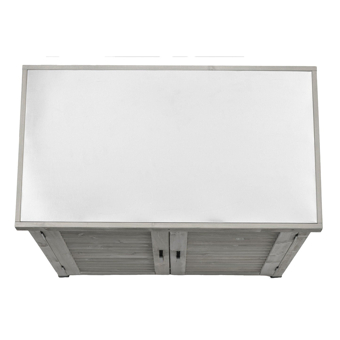 Potting Bench With Storage Cabinet And Metal Table Top For Outdoor