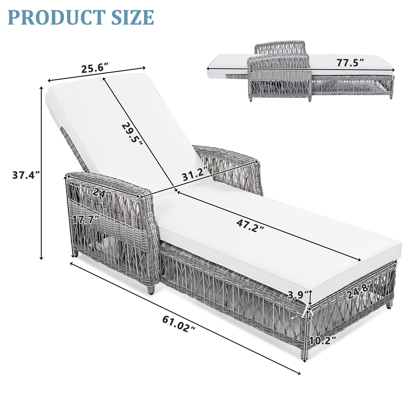 Go Outdoor Long Reclining Chaise with Cushions