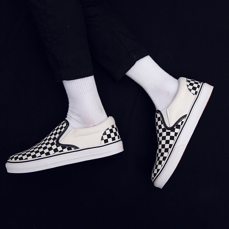 Korean version of casual wild students low to help men's shoes Harajuku ulzzang lattice one pedal men canvas shoes lazy