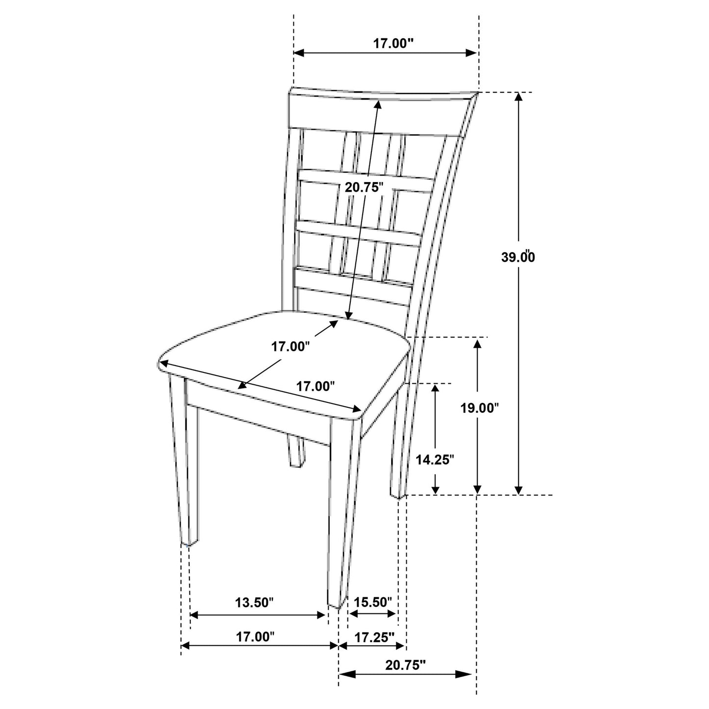 Henin - 5 Piece Dining Set With Lattice Back Chairs - Cappuccino