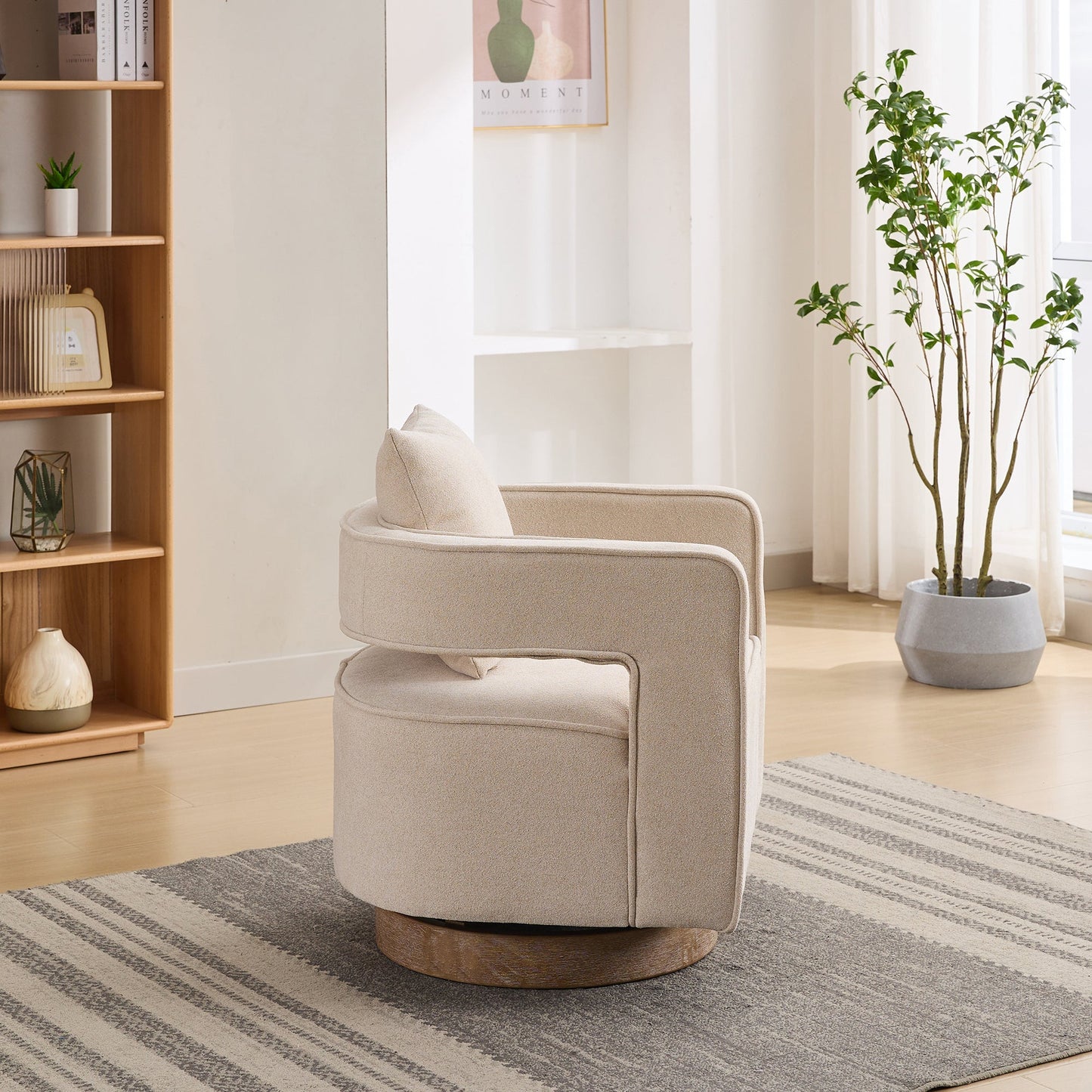 29.1"W Swivel Accent Chair With Weathered Base