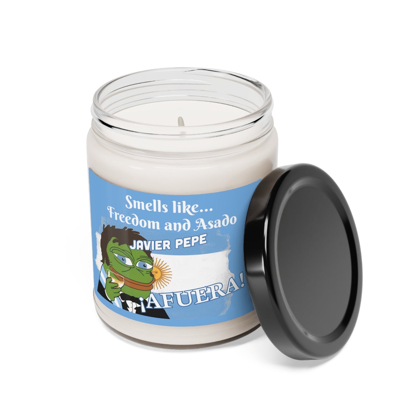 Javier Milei Pepe "Freedom and Asado" Scented Soy Candle, 9oz - 4LibertyShop.com