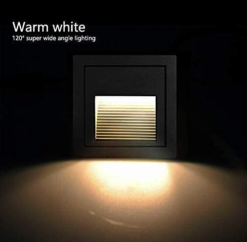 4Pack 3W LED Recessed Wall Light,120V Step Lights Warm White 3000K, IP65 Waterproof Stair Light Staircase Light lamp, Inside Outside Garden Balcony Corridor, Aluminum,Black
