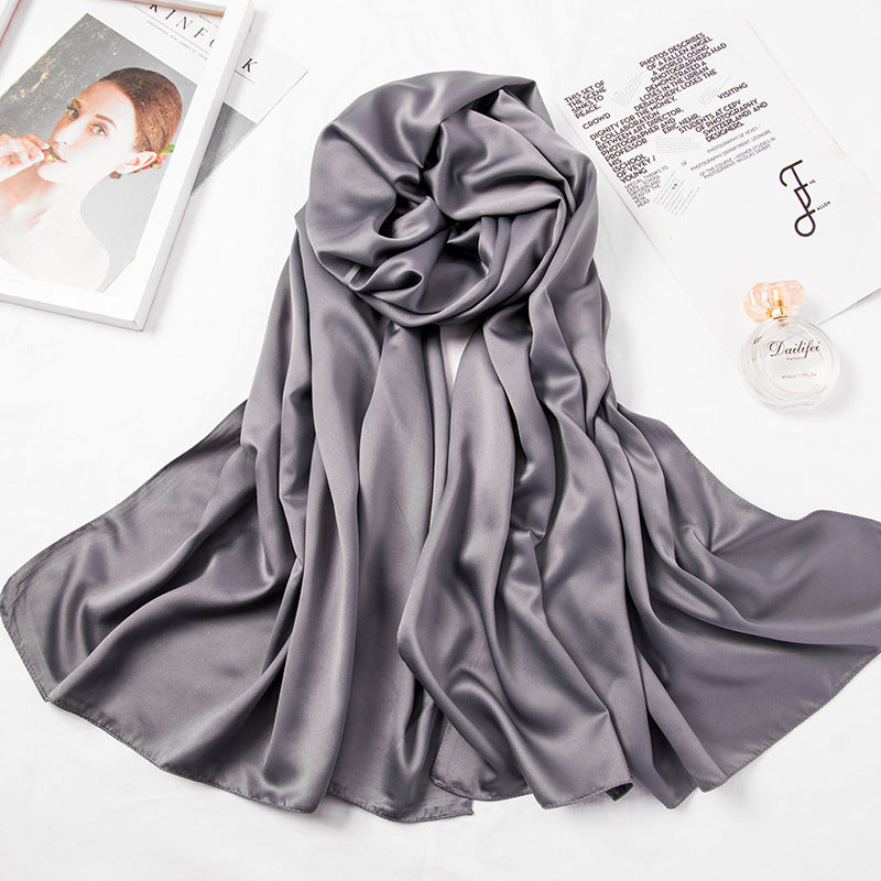 Malaysia bawal 110*110cm Large Square Scarf Single Color Matte Satin Silk Scarf Women's Headscarf Shawl