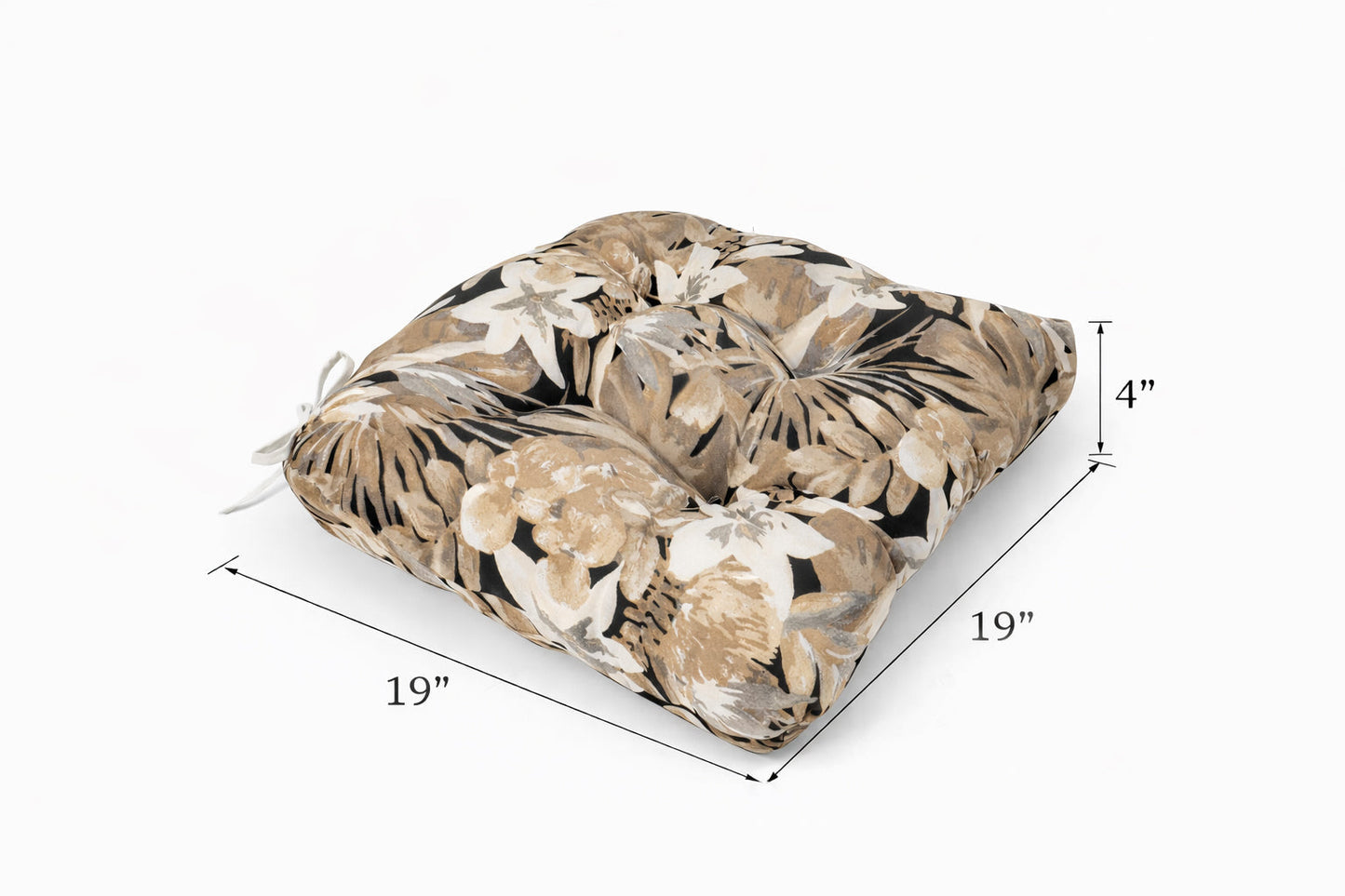 Outdoor Chair Cushions Set of 2, 19 x 19 x 4 Inch Tufted Seat Cushions