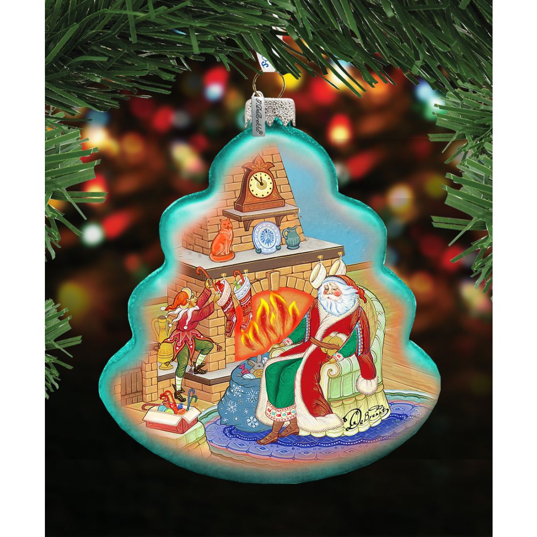 Night Before Christmas Glass Ornament Set of 3 by G. DeBrekht - Christmas Santa Snowman Decor - 75010-B3