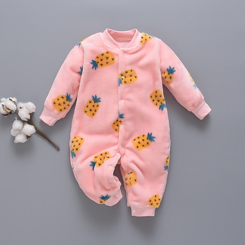 Autumn and winter flannel fleece warmth one-piece romper