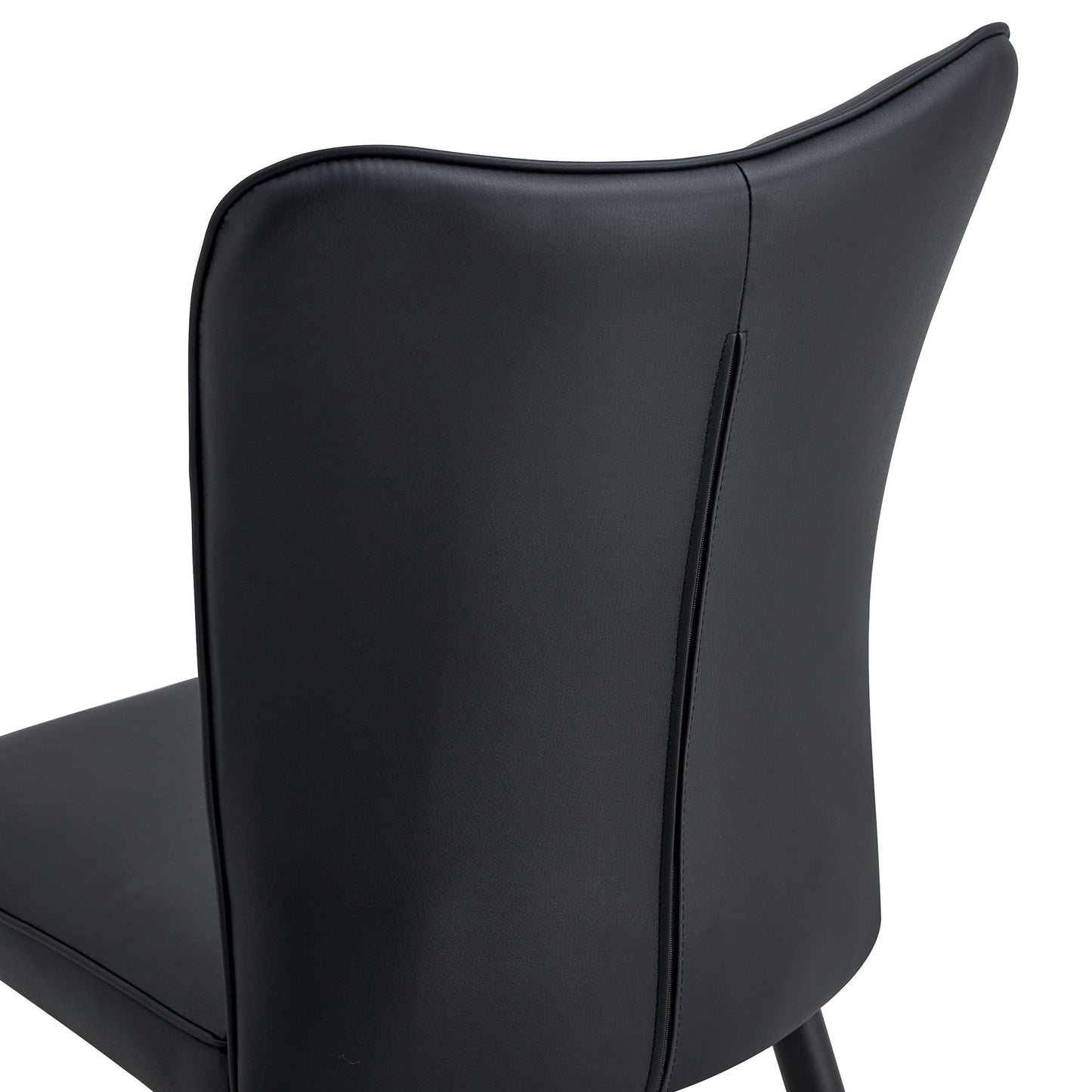 Modern Chair Set 4 Pieces With Vertical Backrest Design For Kitchen And Living Rooms - Black
