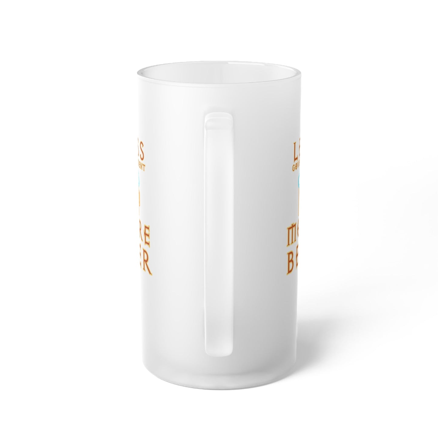 Less Government More Beer Frosted Glass Beer Mug, 16oz - 4LibertyShop.com