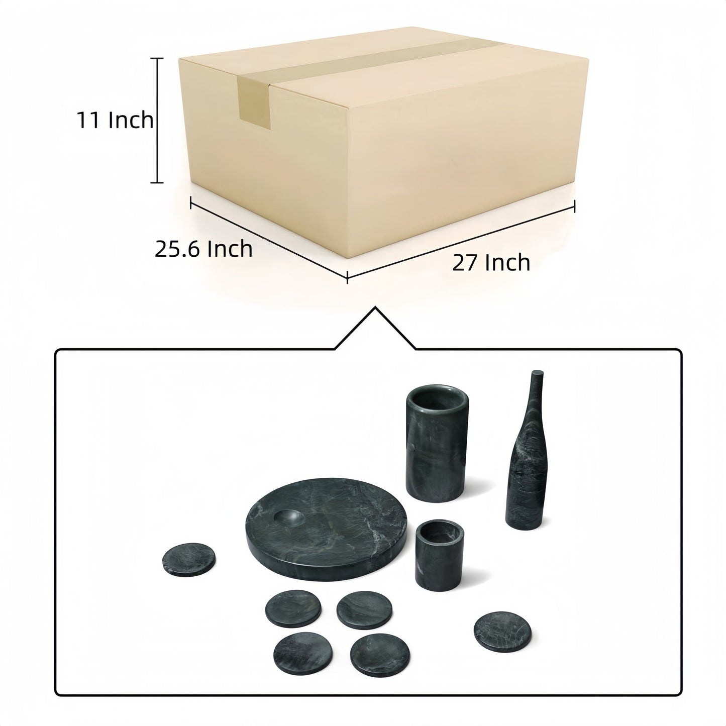 10 Pieces Luxury Natural Marble Dining Room Accessories Set