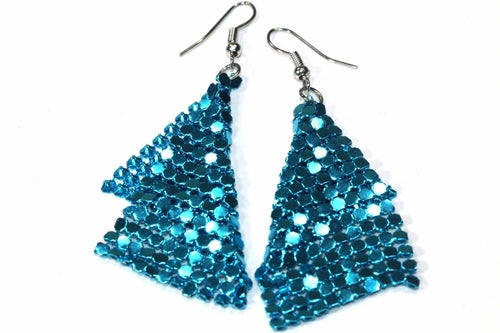 Shimmer Mesh Drop Earrings 2.5 Inch Lightweight For Women